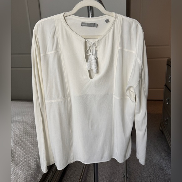 Vince Tops - Vince Cream White Long Sleeve Blouse with Tassel Tie Size Small or medium